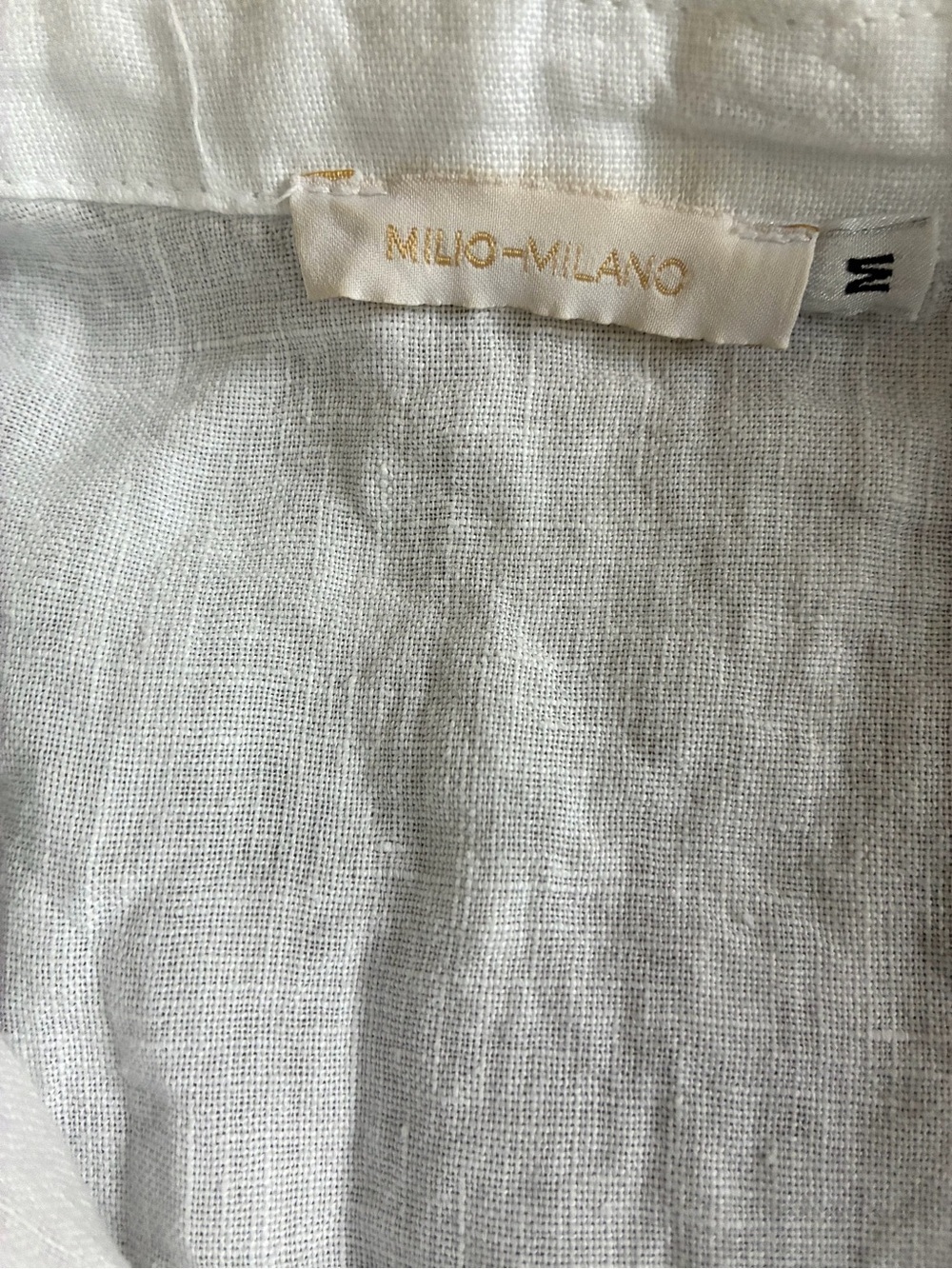 Milio Milano Linen Button Shirt Italy White Cottage Coastal M - Picture 8 of 10